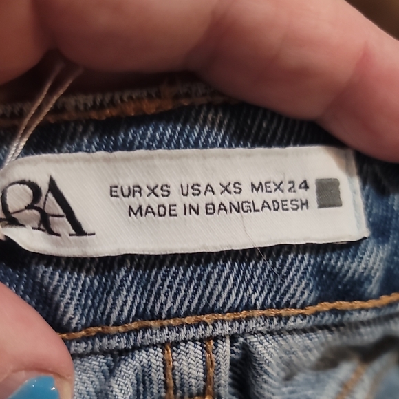 zara Blue frayed Denim Jean skort xs - Picture 2 of 3